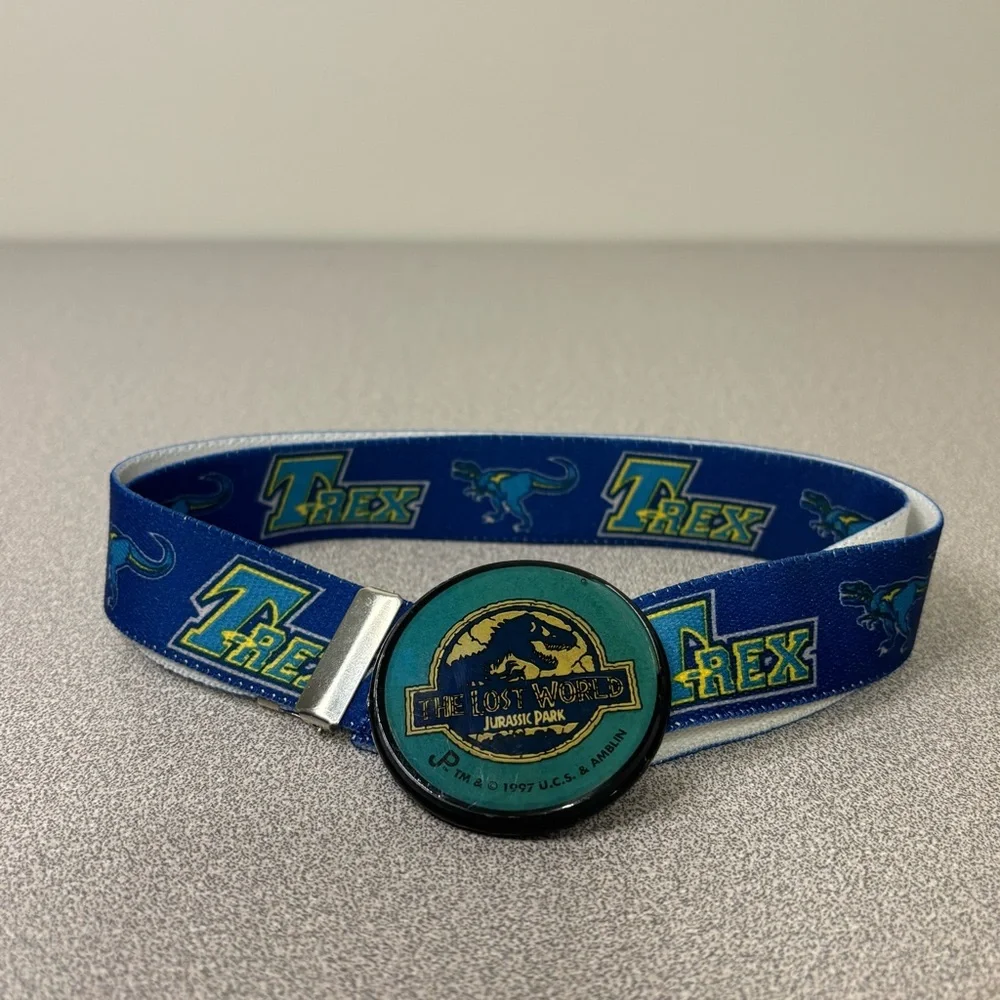 Rare Vintage The Lost World Jurassic Park 90s Kids Belt 1997 T-Rex Boys